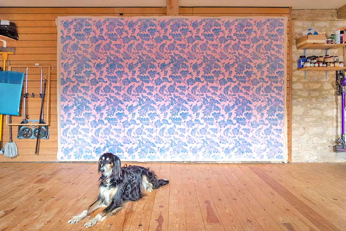 Blue Didier Floral Handmade Wallpaper Sheets On Display