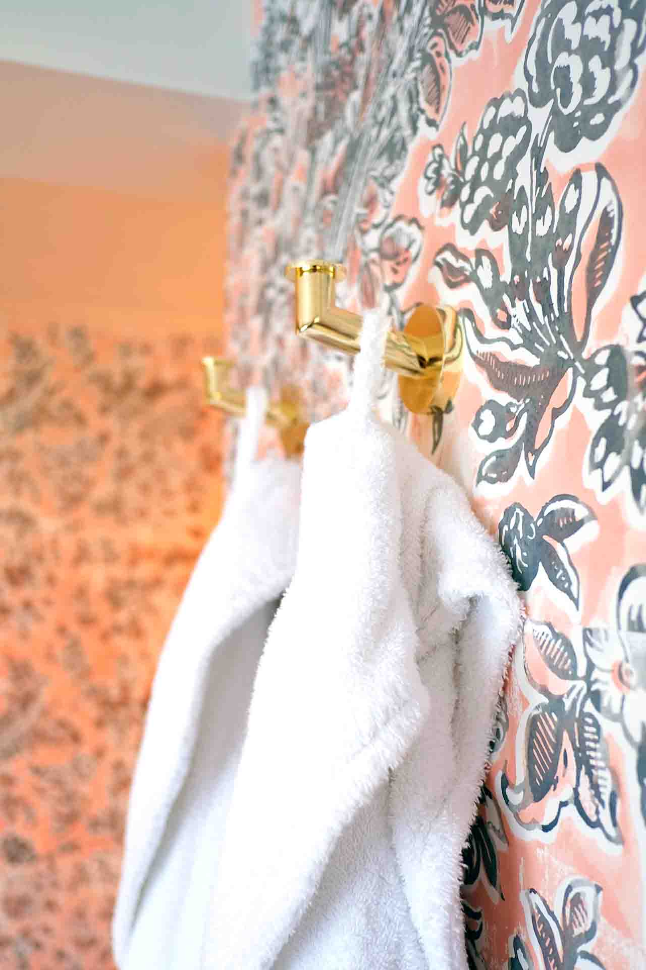 Handmade Wallpaper Sheets In The Pattern of Didier Floral of 1750 Hanging In A Bathroom