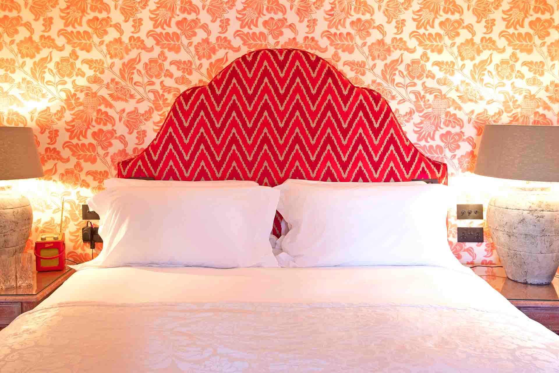 Handmade Wallpaper Sheets In The Pattern of Didier Floral of 1750 Hanging In A Bedroom