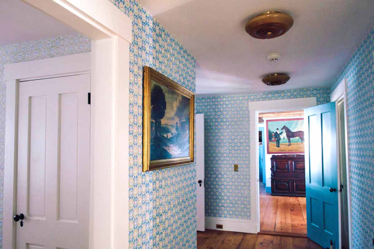 Bespoke Hand Printed Wallpaper In The Pattern of Domino Geometric of 1800 In A Hall