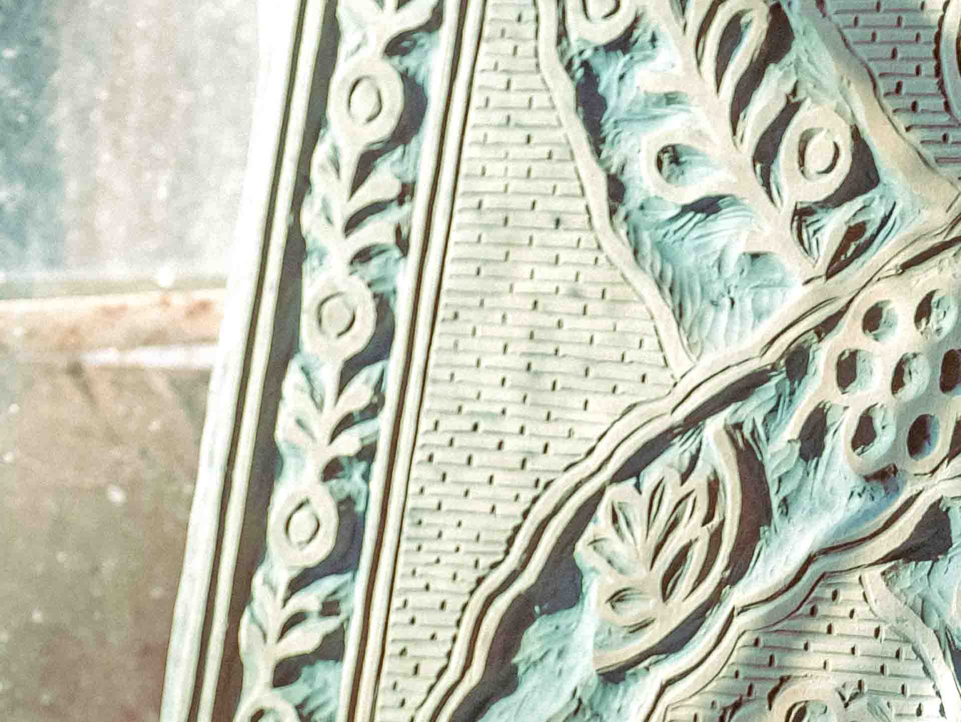 Detail of The Domino Swag Carved Wallpaper Printing Block