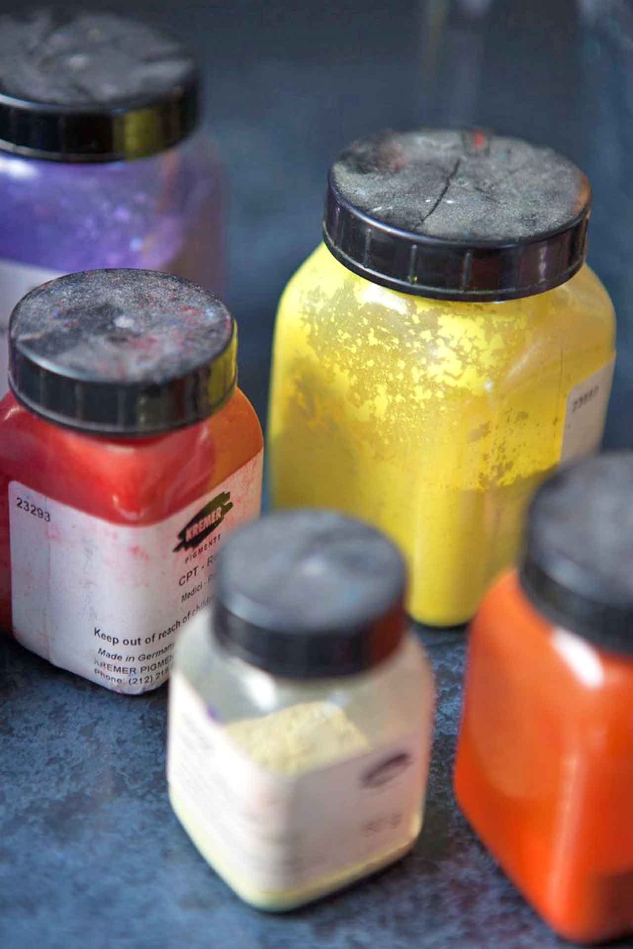 Pots of Distemper Wallpaper Paints