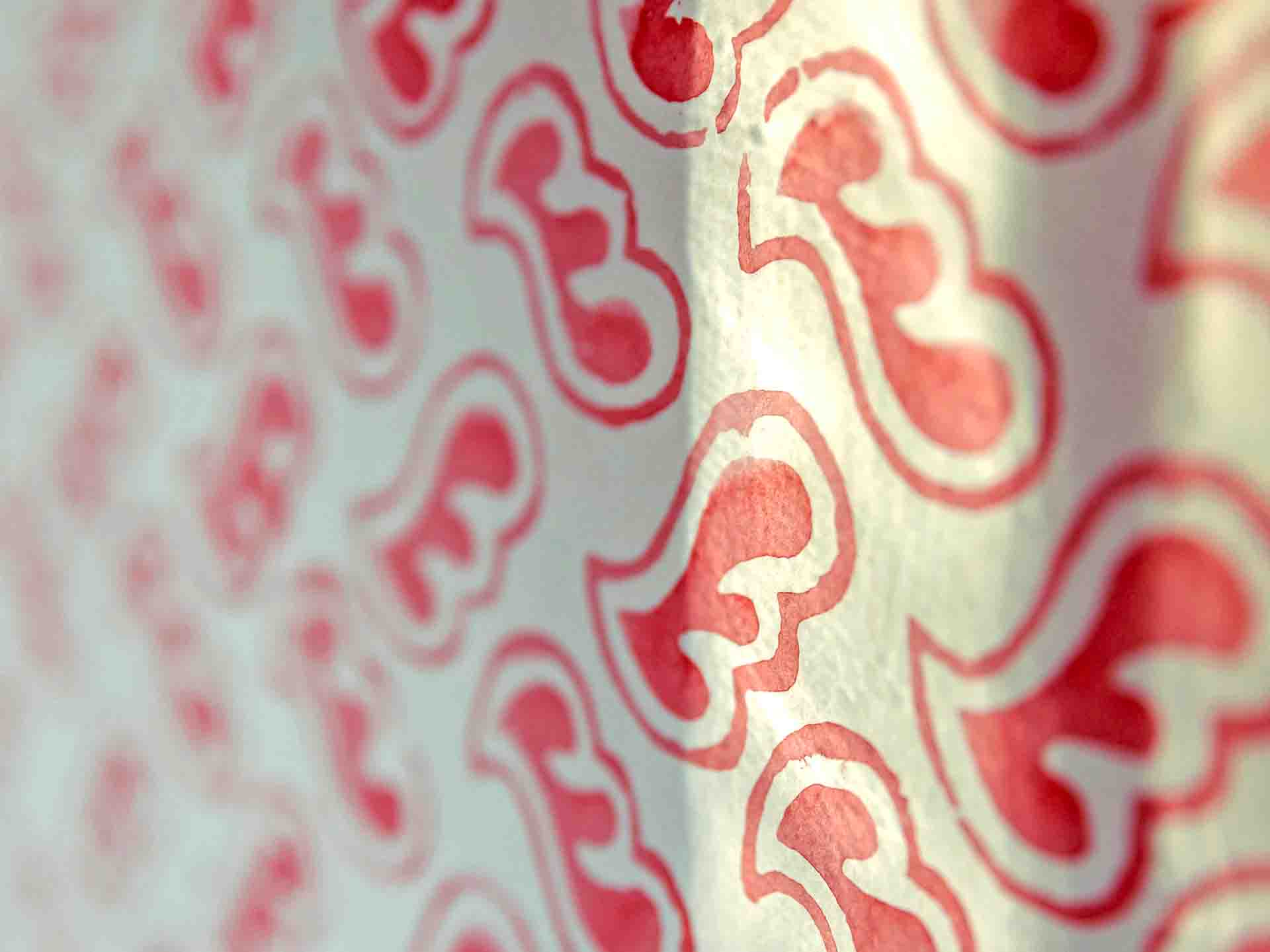 Close-Up of Bespoke Hand Blocked Wallpaper In The Pattern of Italian Box Paper of 1770