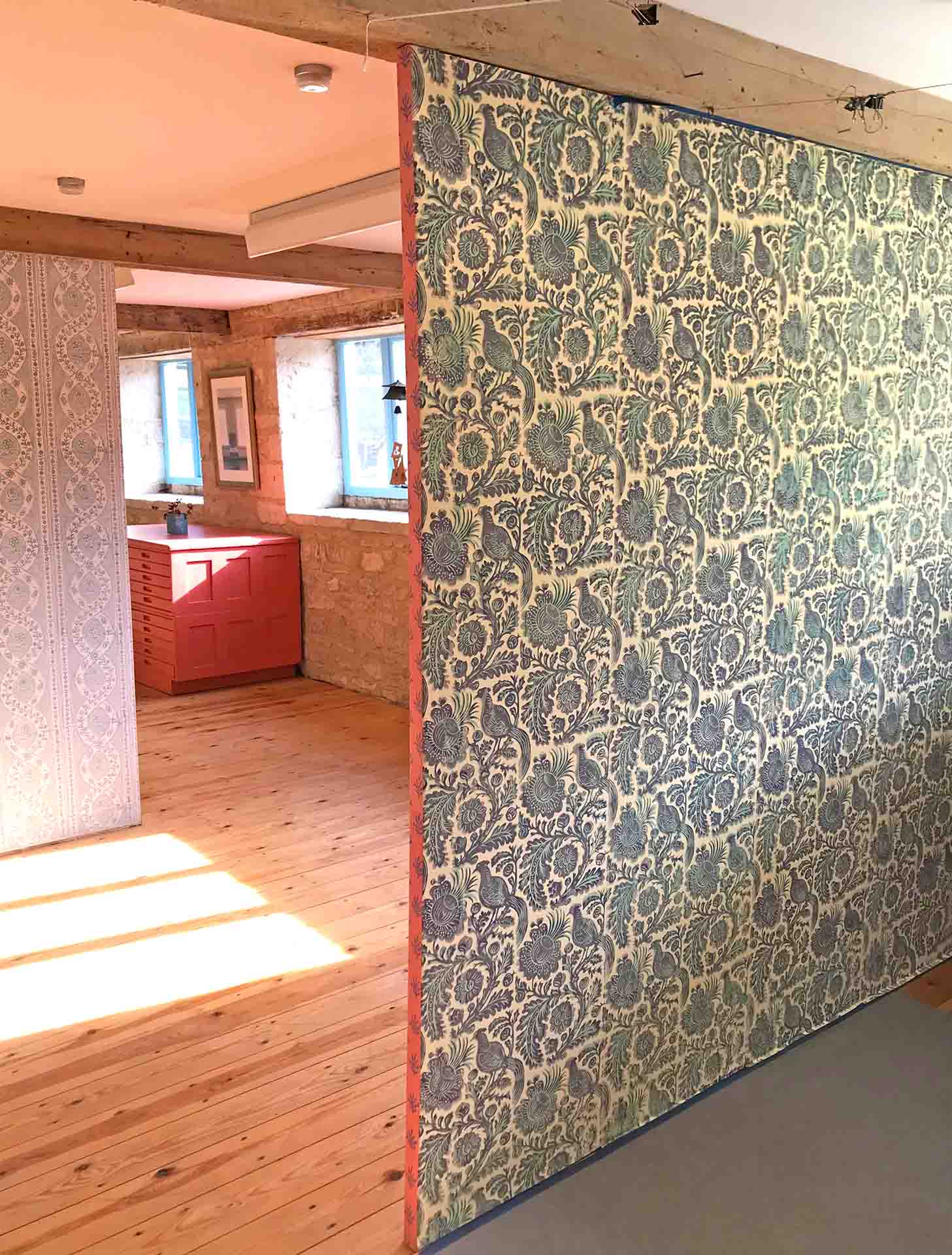Bespoke Wallpaper In The Mockingbirds Pattern of 1725 In A Studio