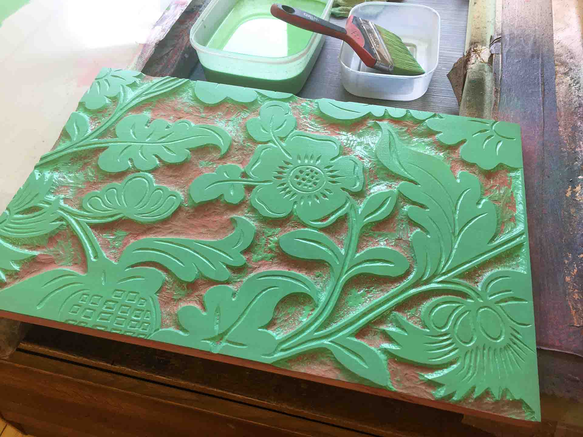 Bespoke Pear Wood Wallpaper Printing Block